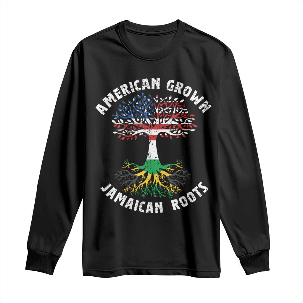 American Grown Jamaican Roots Long Sleeve Shirt Retro USA Jamaica Flag - Wonder Print Shop
