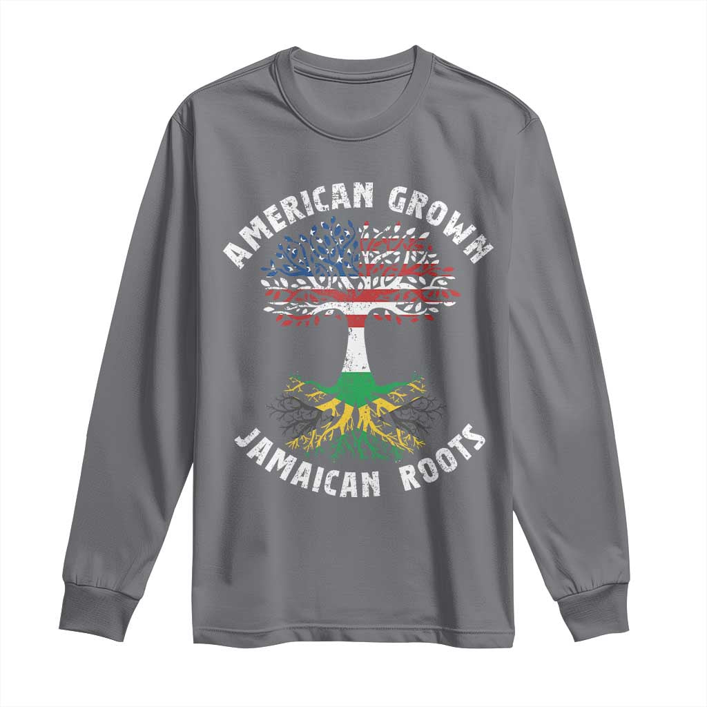 American Grown Jamaican Roots Long Sleeve Shirt Retro USA Jamaica Flag - Wonder Print Shop