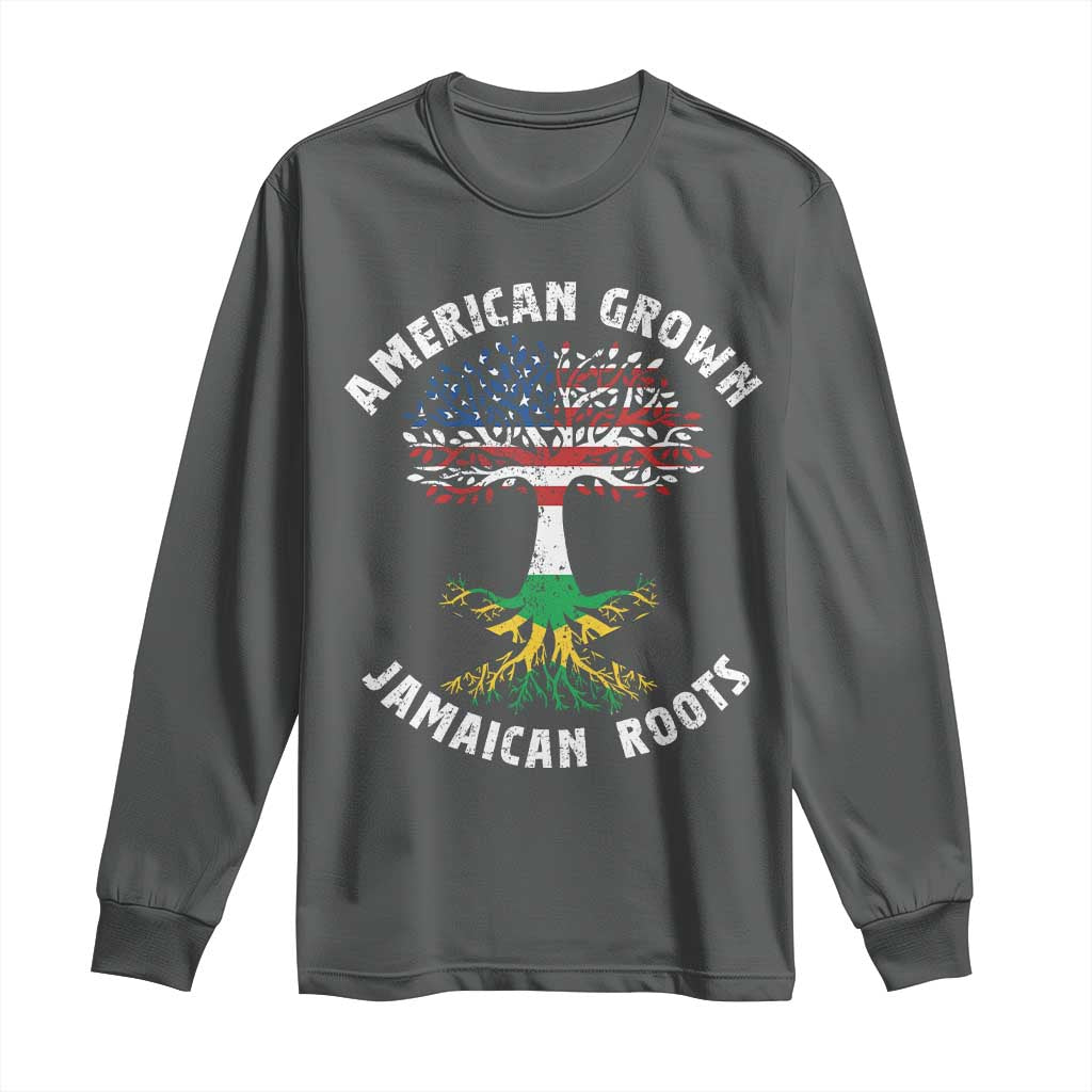 American Grown Jamaican Roots Long Sleeve Shirt Retro USA Jamaica Flag - Wonder Print Shop