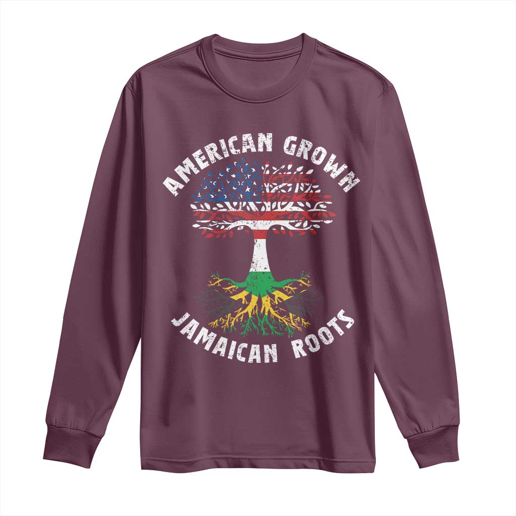 American Grown Jamaican Roots Long Sleeve Shirt Retro USA Jamaica Flag - Wonder Print Shop