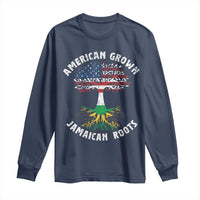 American Grown Jamaican Roots Long Sleeve Shirt Retro USA Jamaica Flag - Wonder Print Shop