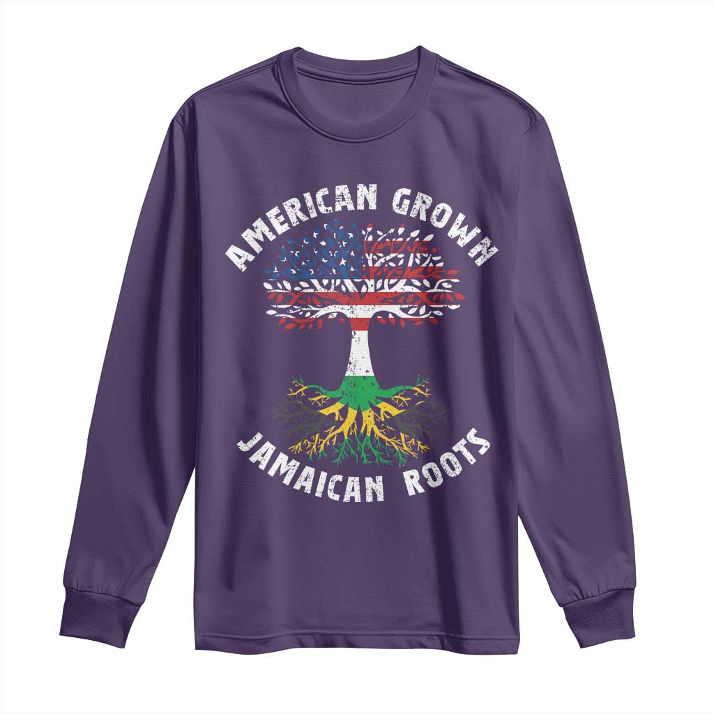 American Grown Jamaican Roots Long Sleeve Shirt Retro USA Jamaica Flag - Wonder Print Shop