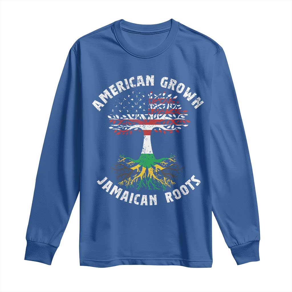 American Grown Jamaican Roots Long Sleeve Shirt Retro USA Jamaica Flag - Wonder Print Shop