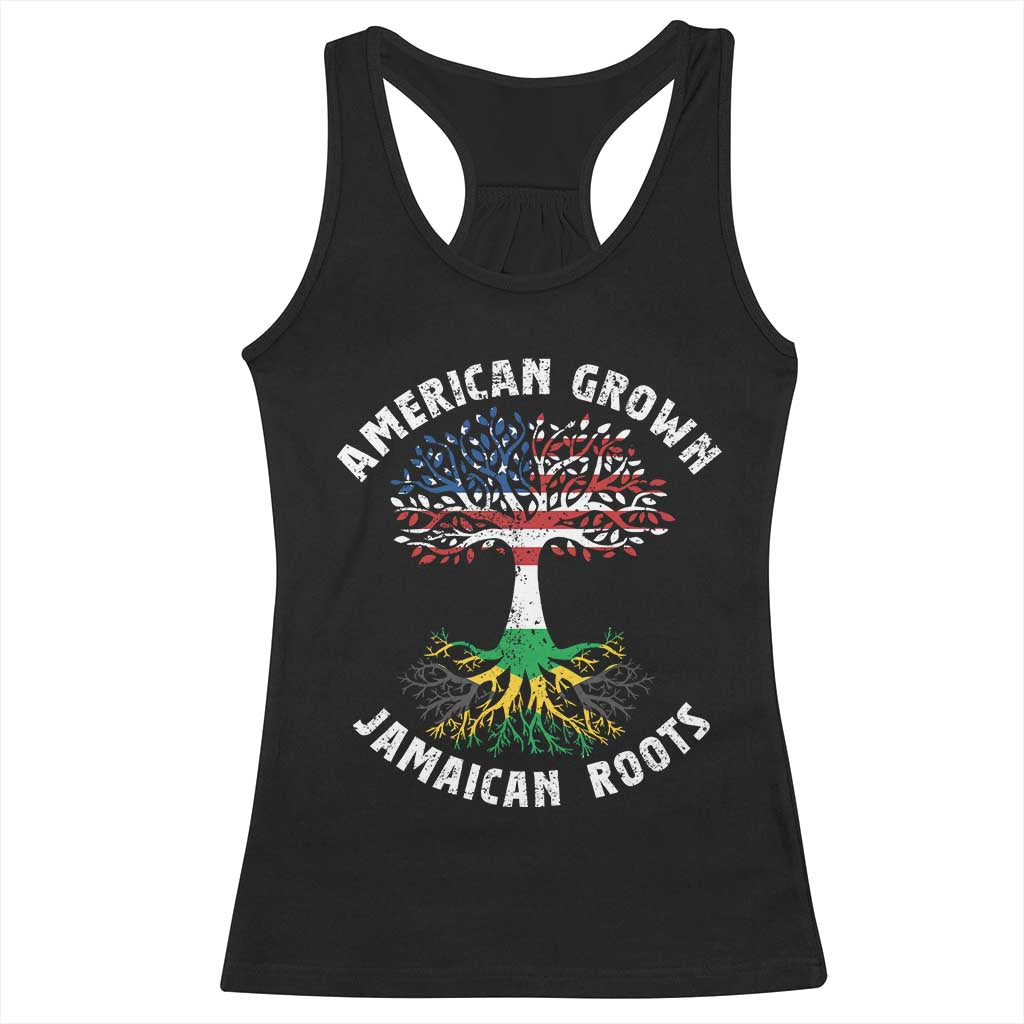 American Grown Jamaican Roots Racerback Tank Top Retro USA Jamaica Flag - Wonder Print Shop