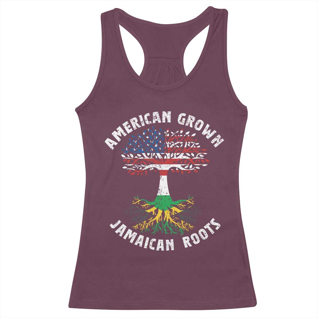 American Grown Jamaican Roots Racerback Tank Top Retro USA Jamaica Flag - Wonder Print Shop