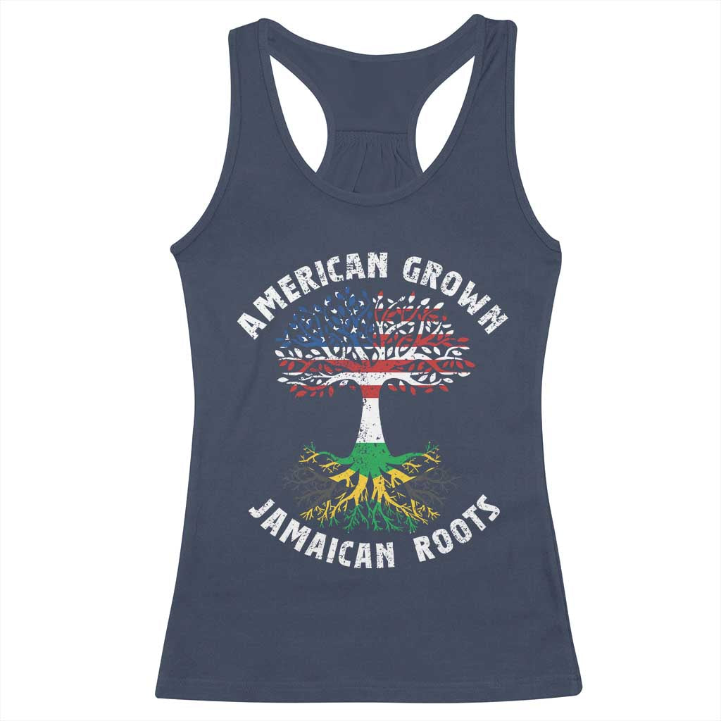 American Grown Jamaican Roots Racerback Tank Top Retro USA Jamaica Flag - Wonder Print Shop