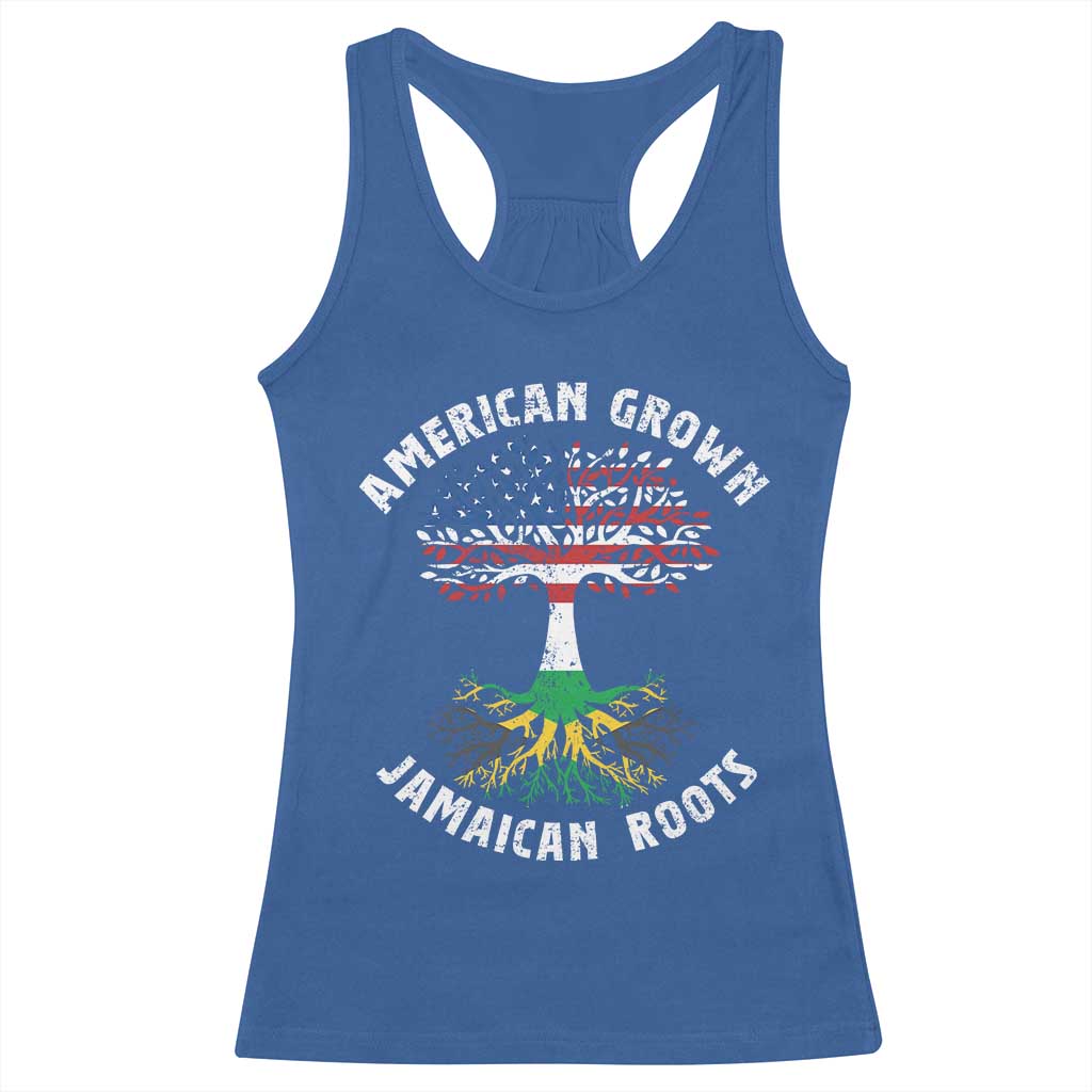 American Grown Jamaican Roots Racerback Tank Top Retro USA Jamaica Flag - Wonder Print Shop