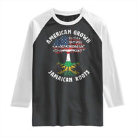 American Grown Jamaican Roots Raglan Shirt Retro USA Jamaica Flag - Wonder Print Shop