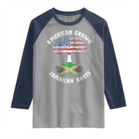 American Grown Jamaican Roots Raglan Shirt Retro USA Jamaica Flag - Wonder Print Shop