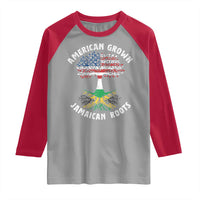 American Grown Jamaican Roots Raglan Shirt Retro USA Jamaica Flag - Wonder Print Shop