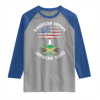 American Grown Jamaican Roots Raglan Shirt Retro USA Jamaica Flag - Wonder Print Shop