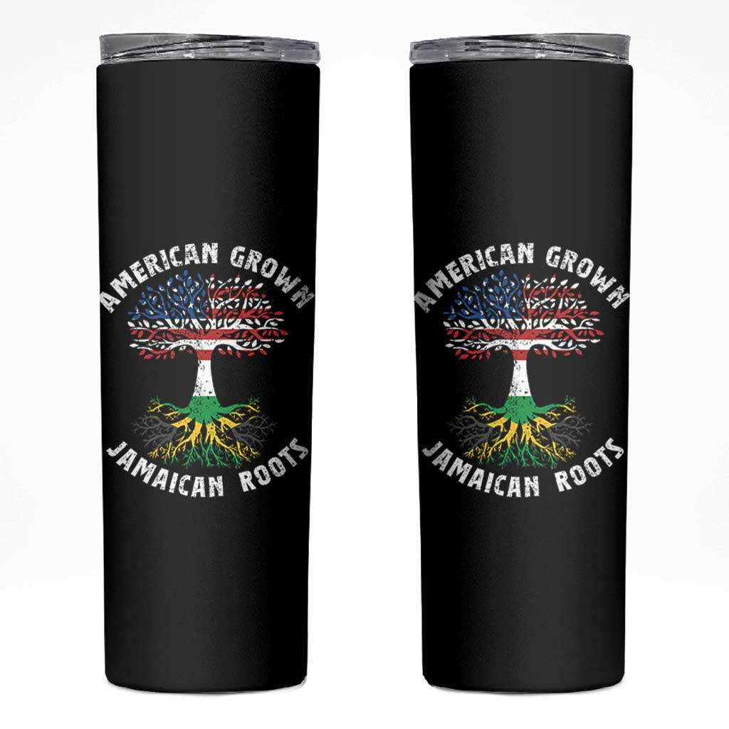 American Grown Jamaican Roots Skinny Tumbler Retro USA Jamaica Flag - Wonder Print Shop
