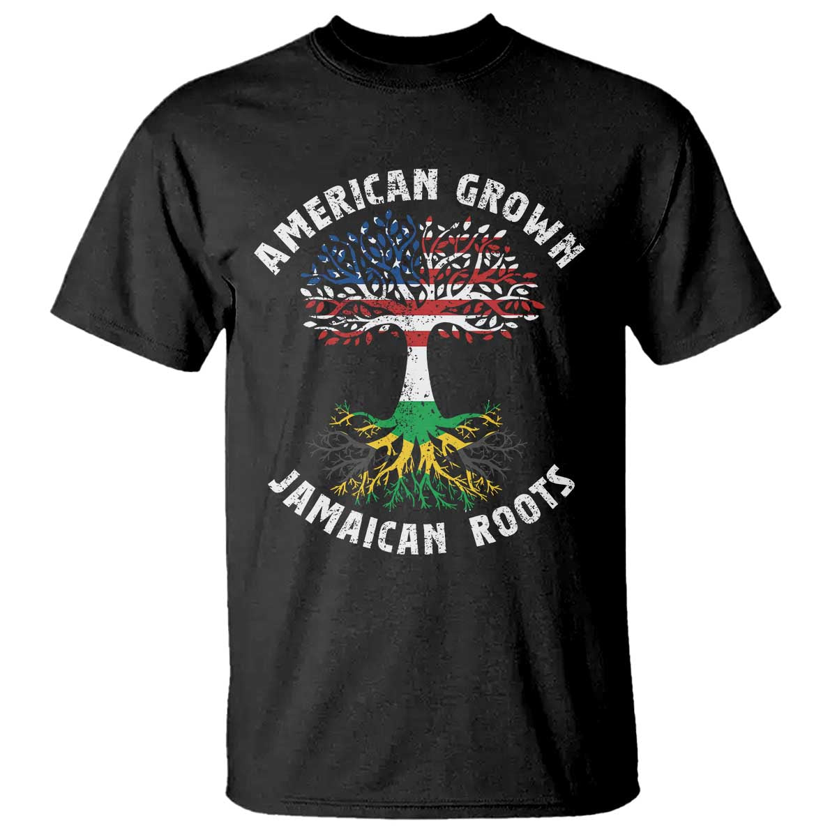 American Grown Jamaican Roots T Shirt Retro USA Jamaica Flag - Wonder Print Shop