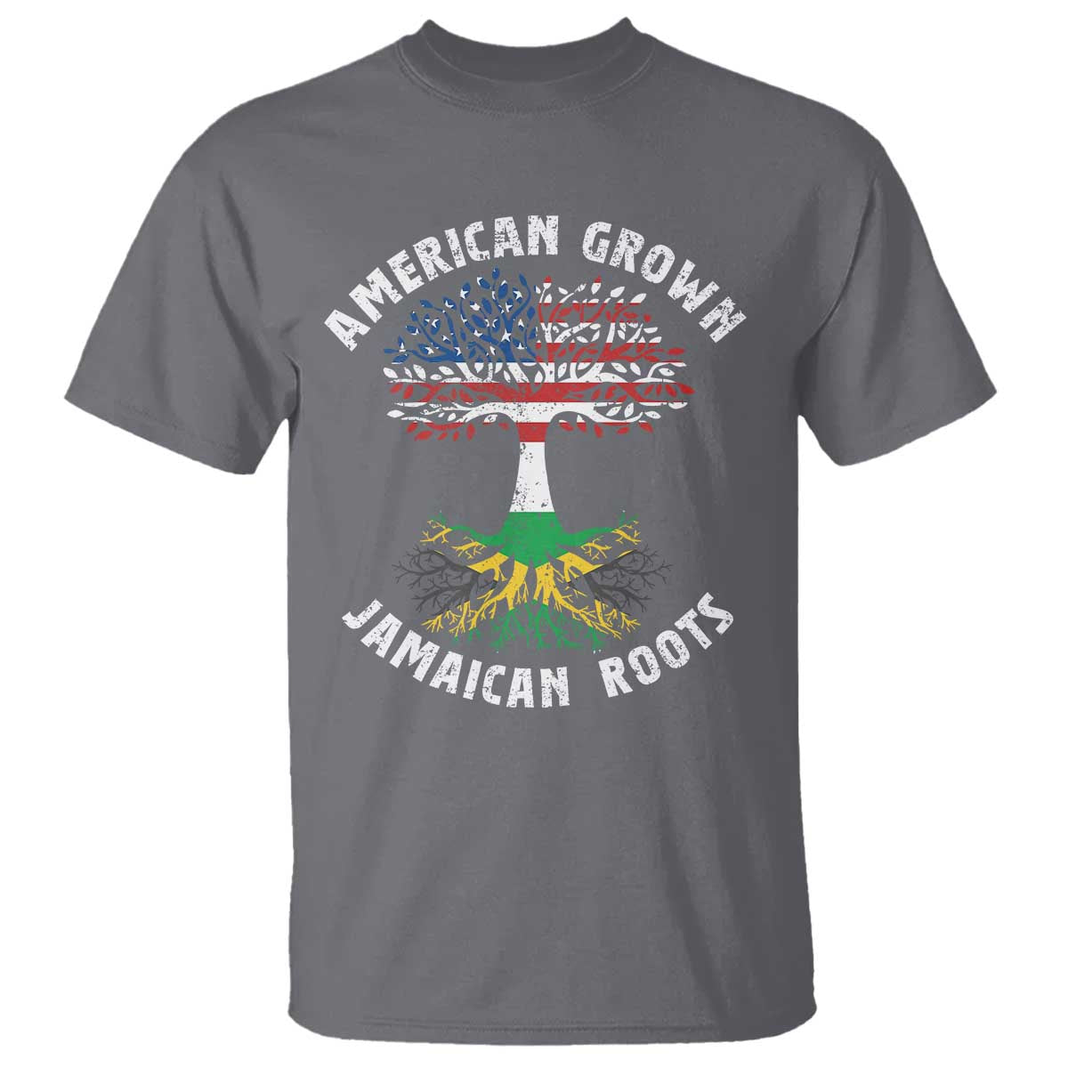 American Grown Jamaican Roots T Shirt Retro USA Jamaica Flag - Wonder Print Shop