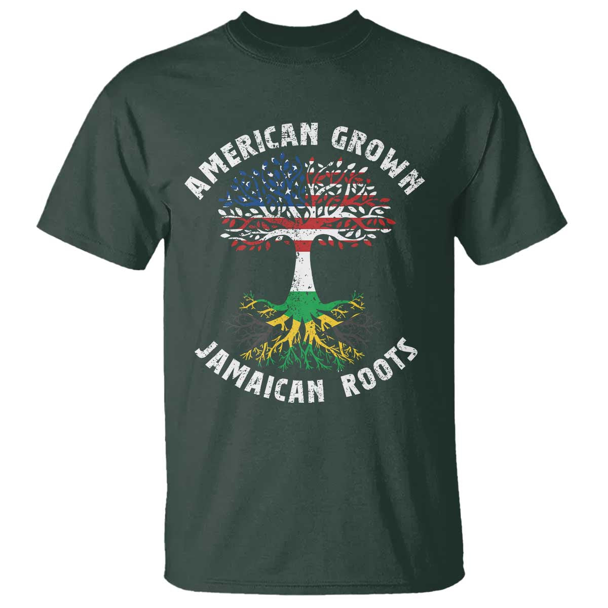 American Grown Jamaican Roots T Shirt Retro USA Jamaica Flag - Wonder Print Shop