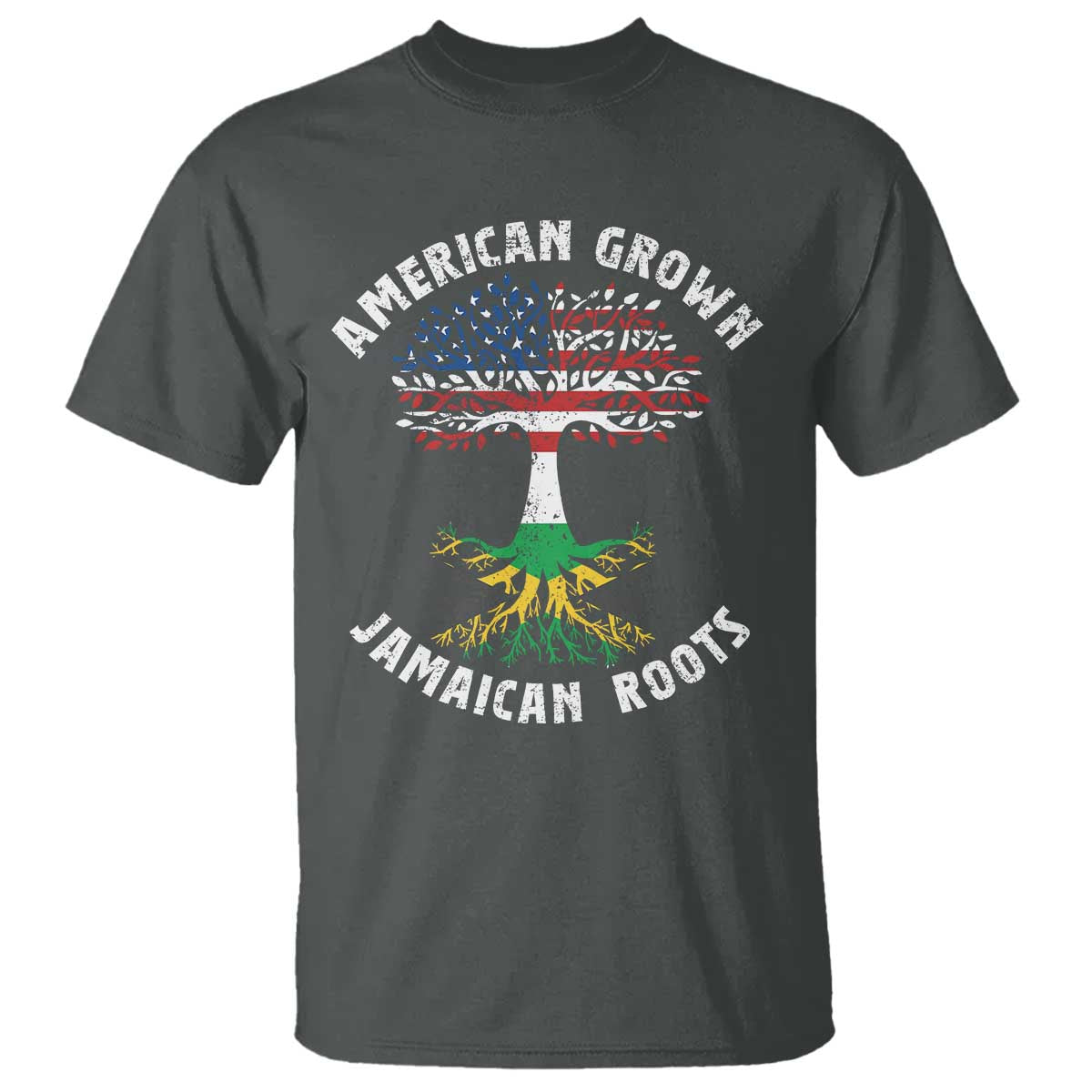 American Grown Jamaican Roots T Shirt Retro USA Jamaica Flag - Wonder Print Shop
