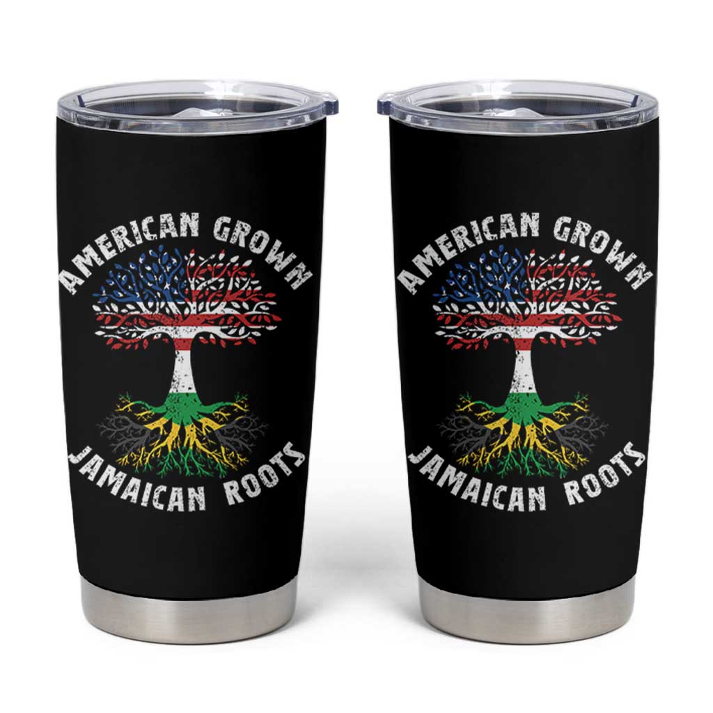 American Grown Jamaican Roots Tumbler Cup Retro USA Jamaica Flag - Wonder Print Shop