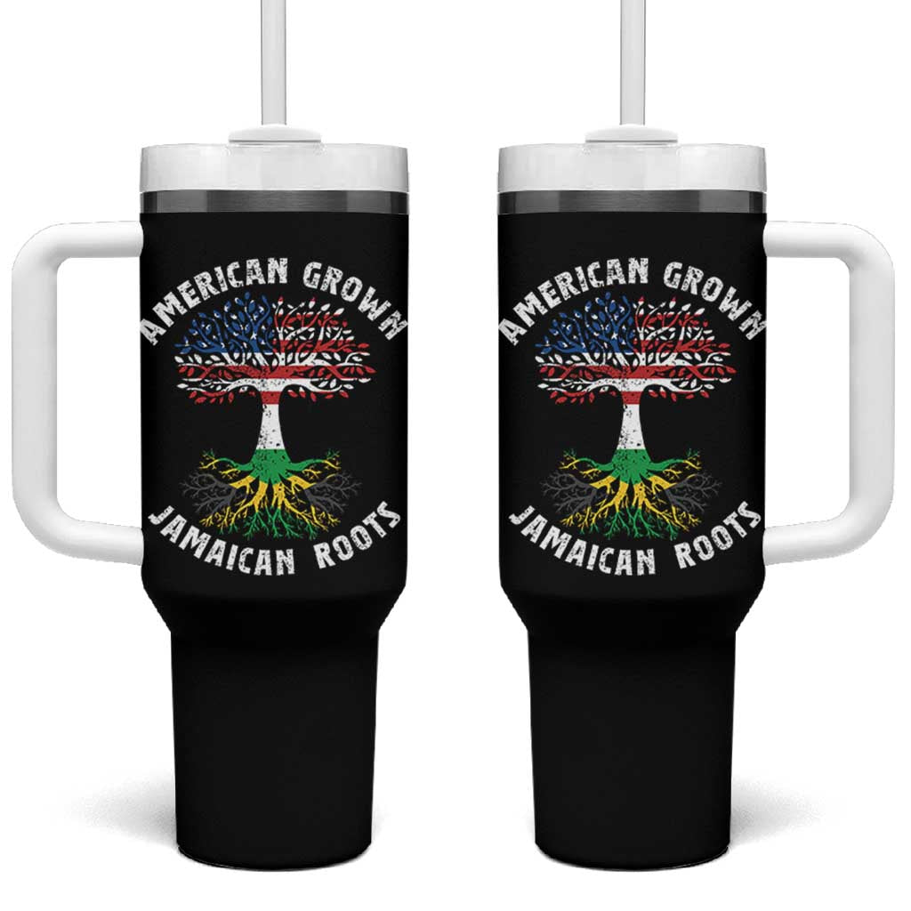 American Grown Jamaican Roots Tumbler With Handle Retro USA Jamaica Flag - Wonder Print Shop