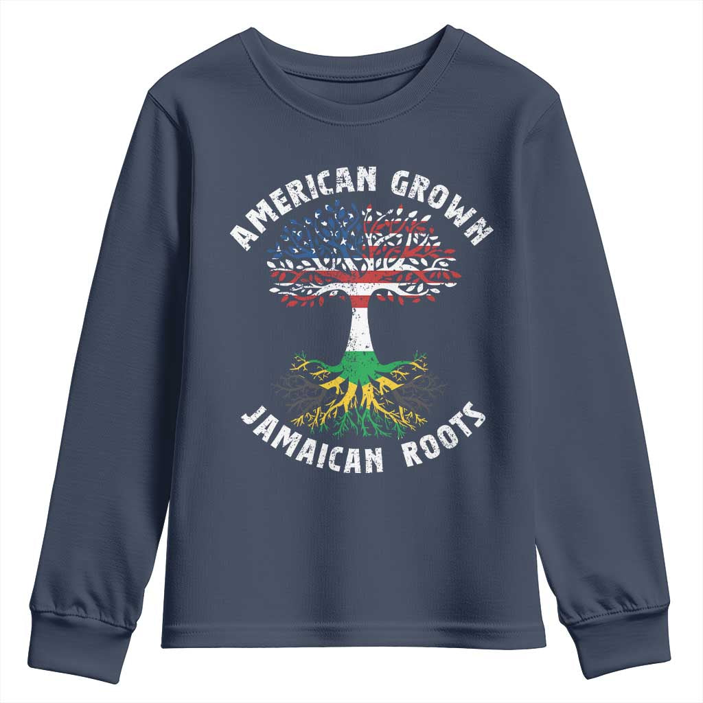 American Grown Jamaican Roots Youth Sweatshirt Retro USA Jamaica Flag - Wonder Print Shop