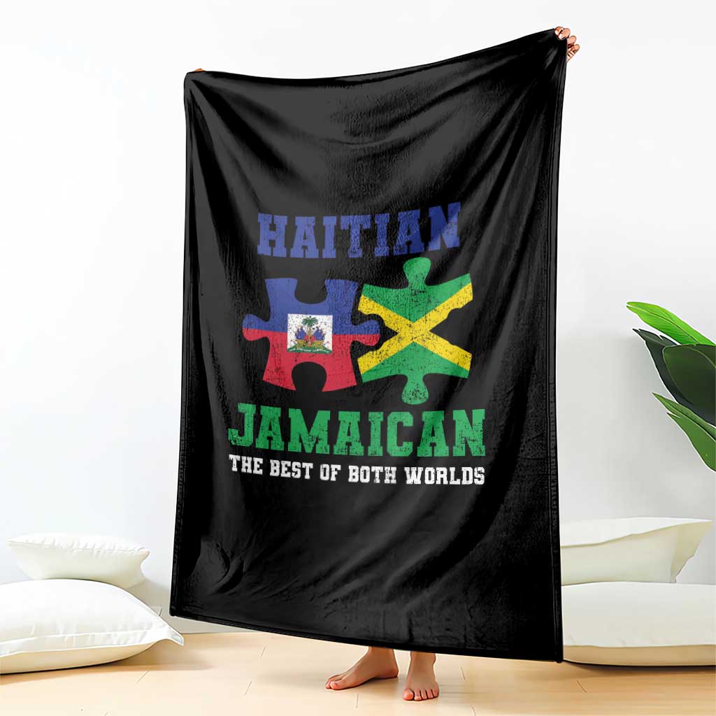 Haitian Jamaican Roots Throw Blanket Haiti Jamaica Combo Puzzle - Wonder Print Shop