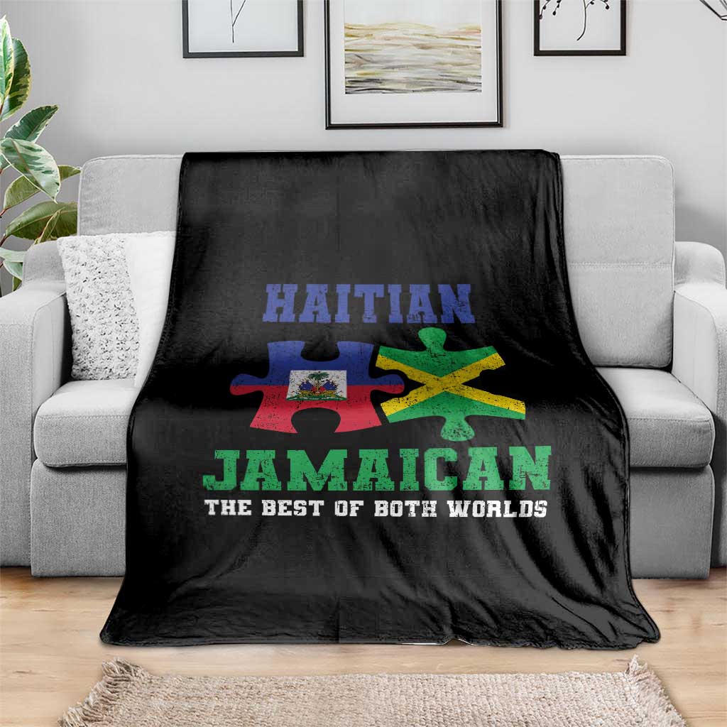 Haitian Jamaican Roots Throw Blanket Haiti Jamaica Combo Puzzle - Wonder Print Shop