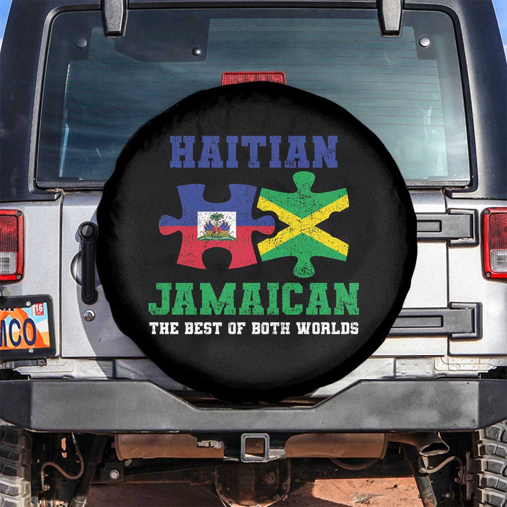 Haitian Jamaican Roots Spare Tire Cover Haiti Jamaica Combo Puzzle - Wonder Print Shop