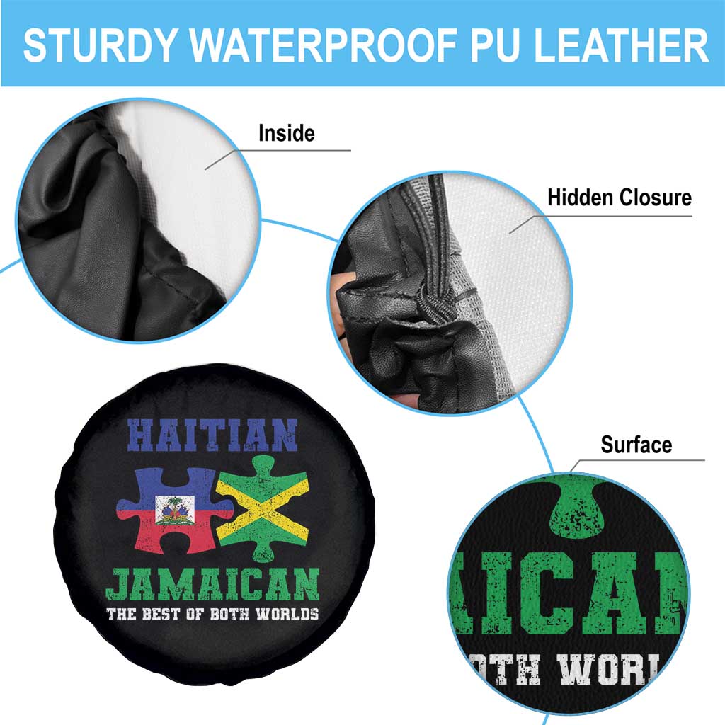 Haitian Jamaican Roots Spare Tire Cover Haiti Jamaica Combo Puzzle - Wonder Print Shop