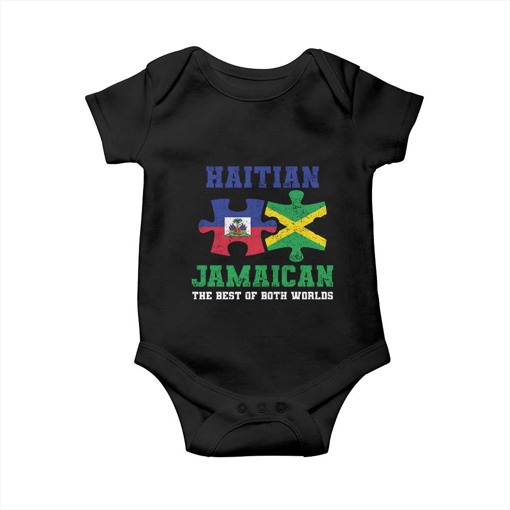 Haitian Jamaican Roots Baby Onesie Haiti Jamaica Combo Puzzle - Wonder Print Shop