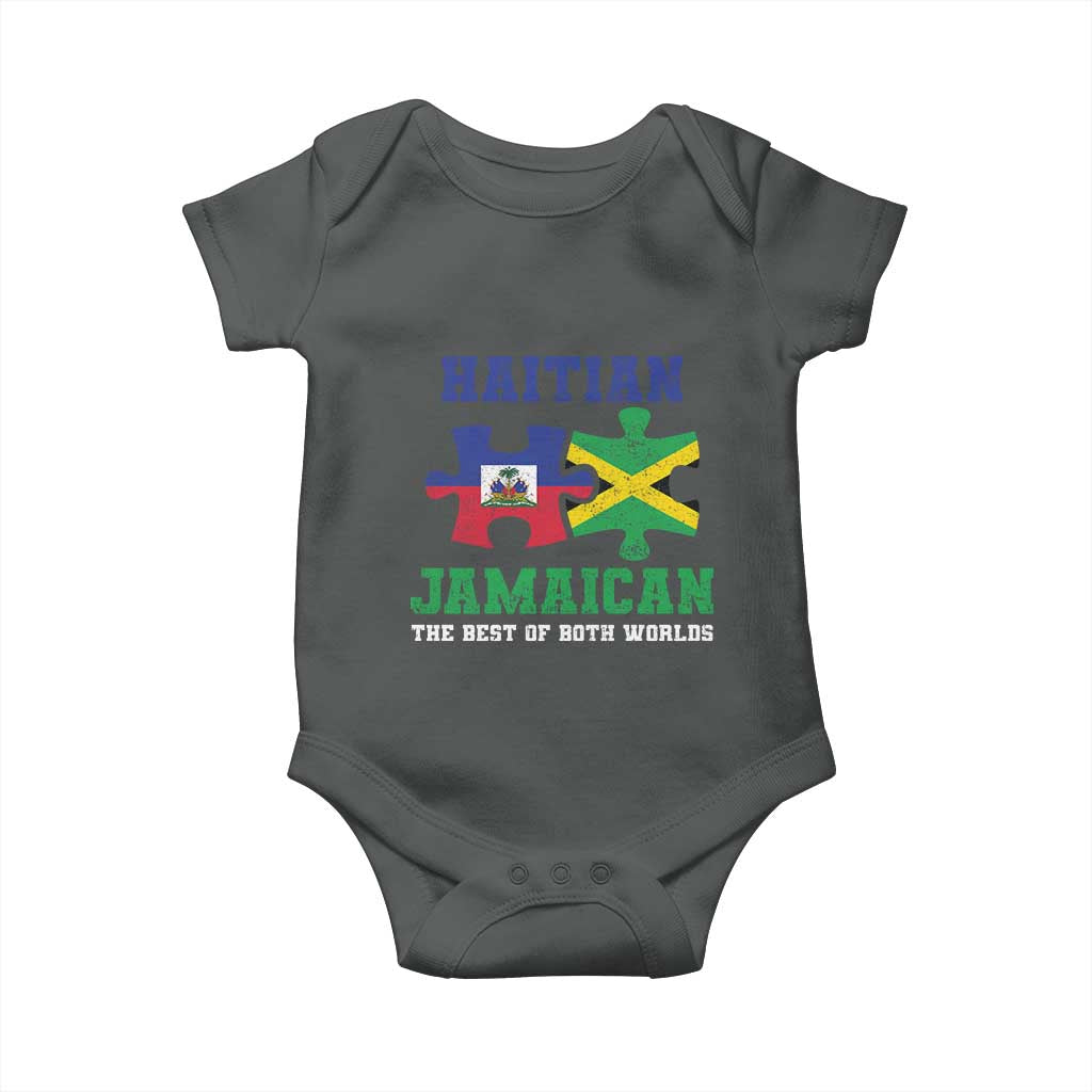 Haitian Jamaican Roots Baby Onesie Haiti Jamaica Combo Puzzle - Wonder Print Shop