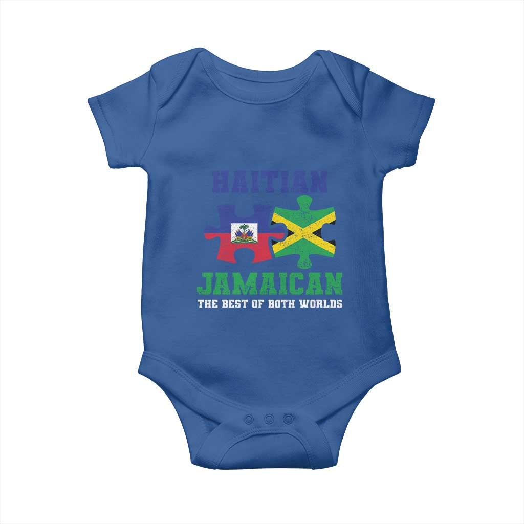 Haitian Jamaican Roots Baby Onesie Haiti Jamaica Combo Puzzle - Wonder Print Shop