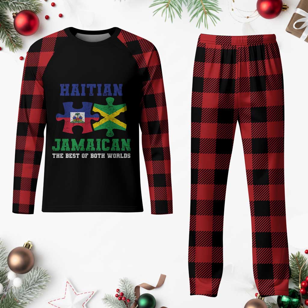 Haitian Jamaican Roots Plaid Pajama Set Haiti Jamaica Combo Puzzle - Wonder Print Shop