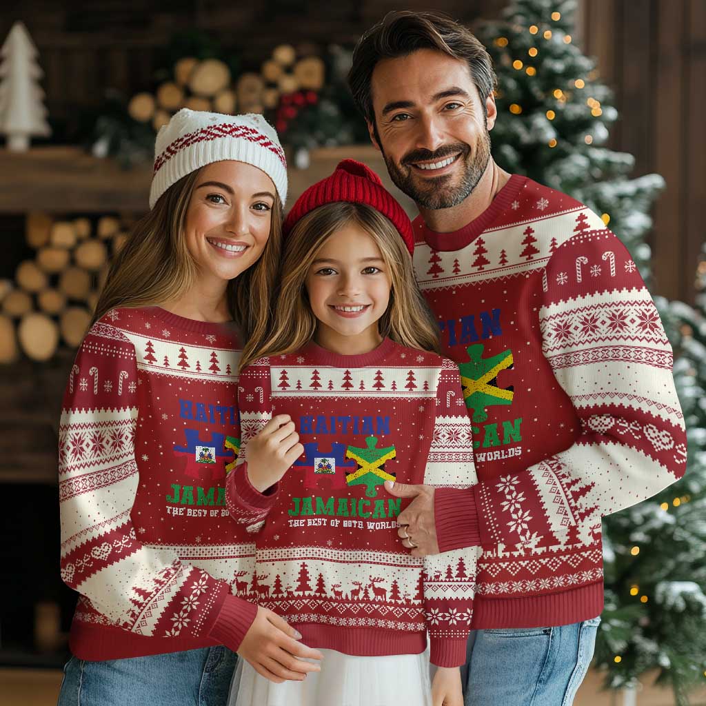 Haitian Jamaican Roots Ugly Christmas Sweater Haiti Jamaica Combo Puzzle - Wonder Print Shop