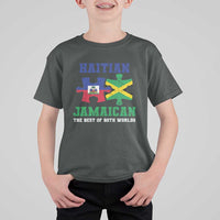 Haitian Jamaican Roots T Shirt For Kid Haiti Jamaica Combo Puzzle - Wonder Print Shop