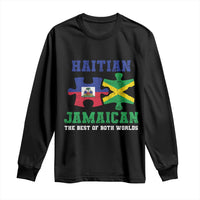 Haitian Jamaican Roots Long Sleeve Shirt Haiti Jamaica Combo Puzzle - Wonder Print Shop