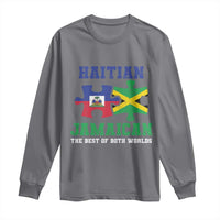 Haitian Jamaican Roots Long Sleeve Shirt Haiti Jamaica Combo Puzzle - Wonder Print Shop