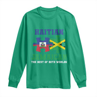 Haitian Jamaican Roots Long Sleeve Shirt Haiti Jamaica Combo Puzzle - Wonder Print Shop
