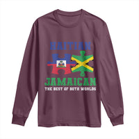 Haitian Jamaican Roots Long Sleeve Shirt Haiti Jamaica Combo Puzzle - Wonder Print Shop