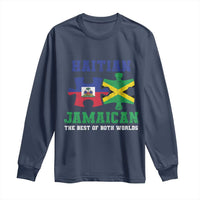 Haitian Jamaican Roots Long Sleeve Shirt Haiti Jamaica Combo Puzzle - Wonder Print Shop