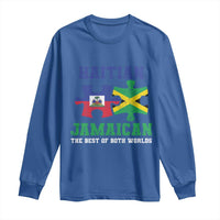 Haitian Jamaican Roots Long Sleeve Shirt Haiti Jamaica Combo Puzzle - Wonder Print Shop