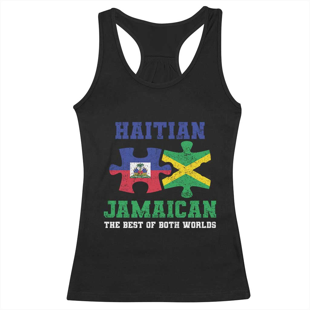 Haitian Jamaican Roots Racerback Tank Top Haiti Jamaica Combo Puzzle - Wonder Print Shop