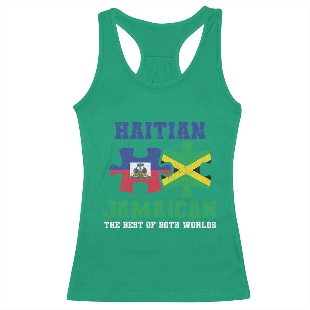 Haitian Jamaican Roots Racerback Tank Top Haiti Jamaica Combo Puzzle - Wonder Print Shop