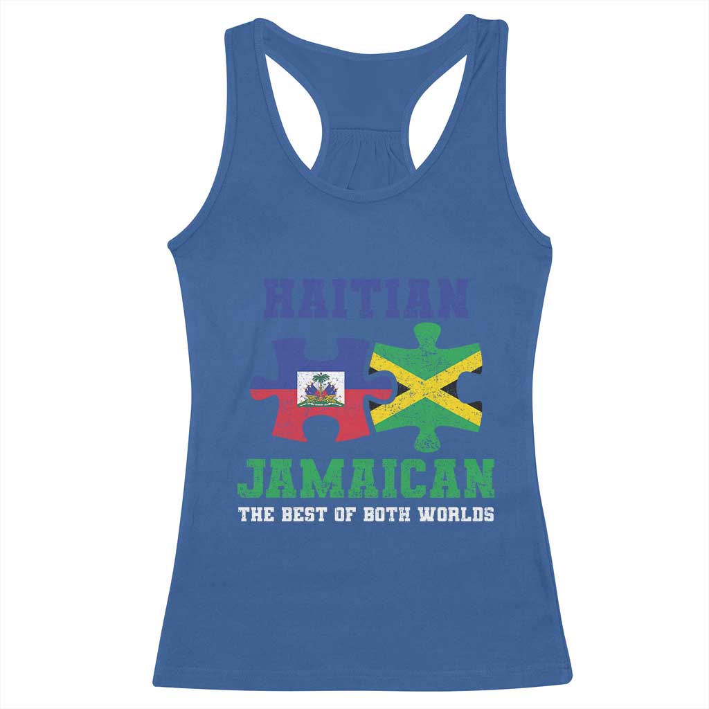 Haitian Jamaican Roots Racerback Tank Top Haiti Jamaica Combo Puzzle - Wonder Print Shop