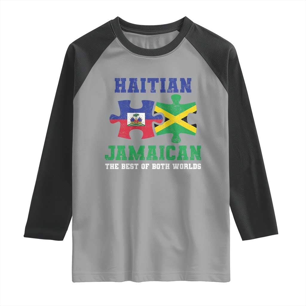 Haitian Jamaican Roots Raglan Shirt Haiti Jamaica Combo Puzzle - Wonder Print Shop