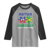 Haitian Jamaican Roots Raglan Shirt Haiti Jamaica Combo Puzzle - Wonder Print Shop