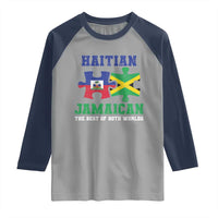 Haitian Jamaican Roots Raglan Shirt Haiti Jamaica Combo Puzzle - Wonder Print Shop