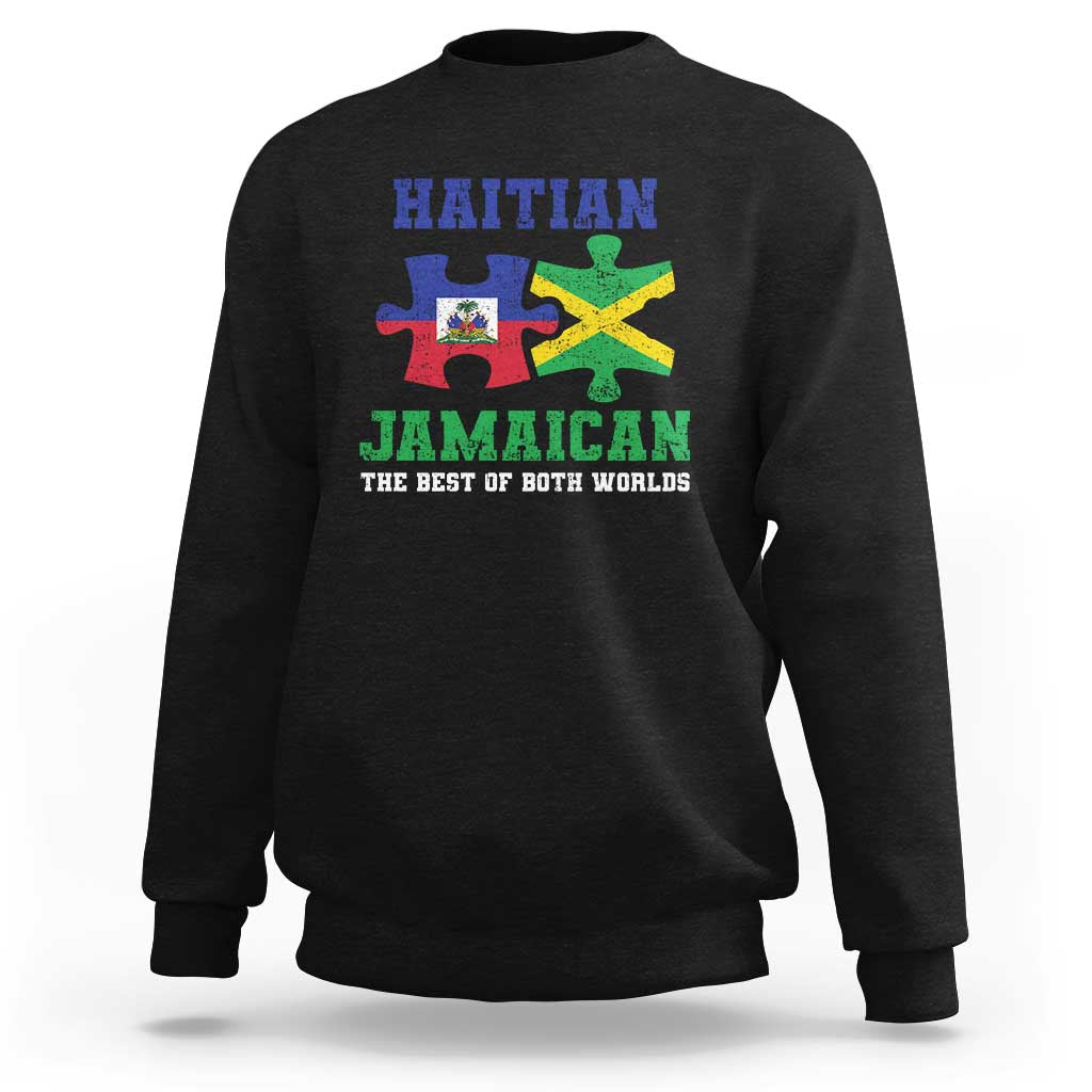 Haitian Jamaican Roots Sweatshirt Haiti Jamaica Combo Puzzle - Wonder Print Shop