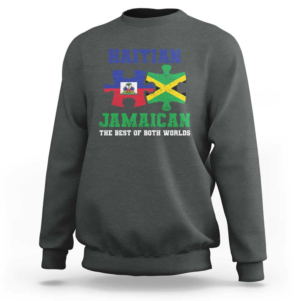 Haitian Jamaican Roots Sweatshirt Haiti Jamaica Combo Puzzle - Wonder Print Shop
