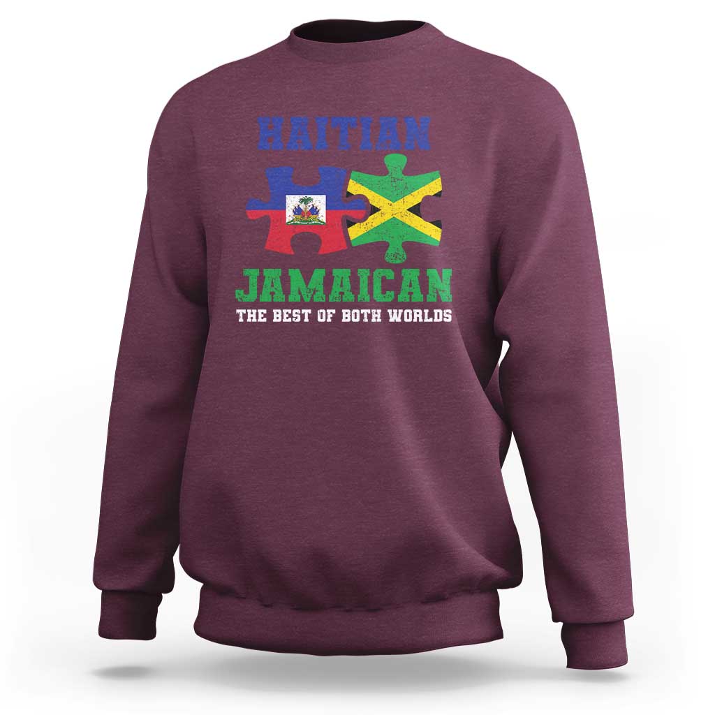 Haitian Jamaican Roots Sweatshirt Haiti Jamaica Combo Puzzle - Wonder Print Shop