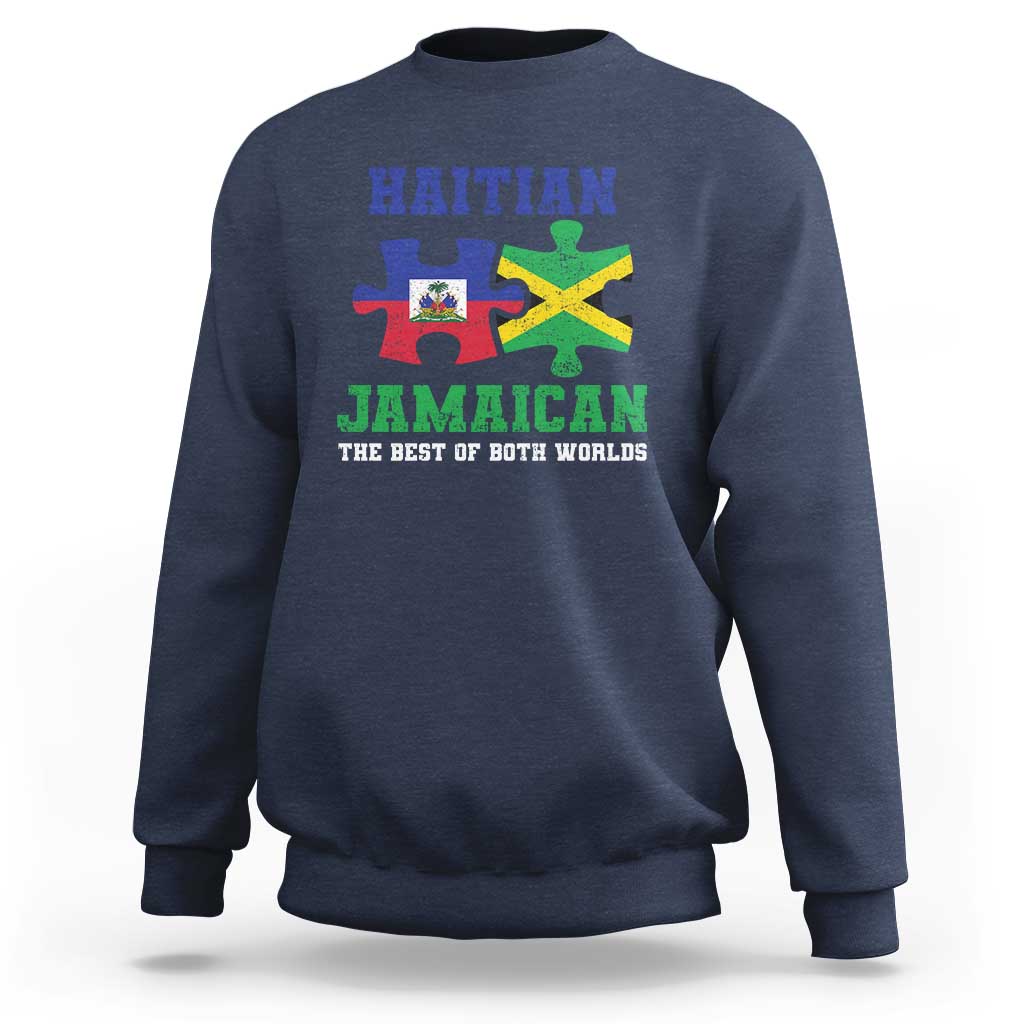 Haitian Jamaican Roots Sweatshirt Haiti Jamaica Combo Puzzle - Wonder Print Shop