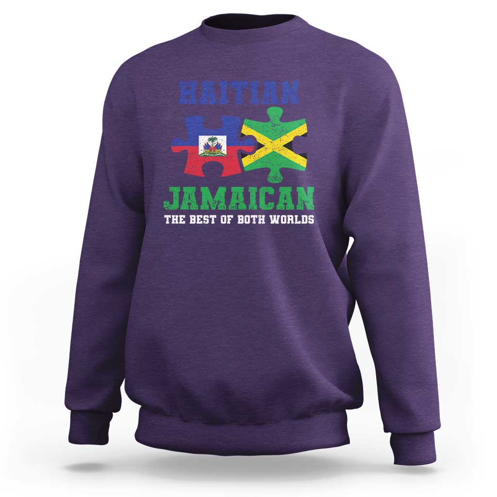 Haitian Jamaican Roots Sweatshirt Haiti Jamaica Combo Puzzle - Wonder Print Shop
